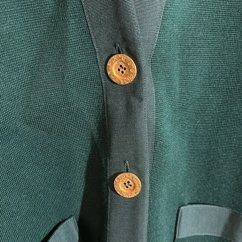 Devernois Paris Vintage 1970s Forest Green Preppy Cardigan Sweater Blazer 18? - Picture 4 of 16